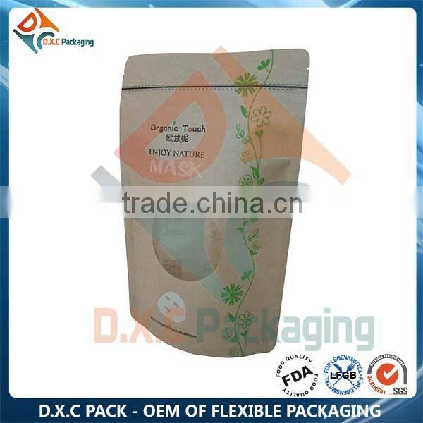 OEM Custom Printing Kraft Paper Bag With Window & Zipper