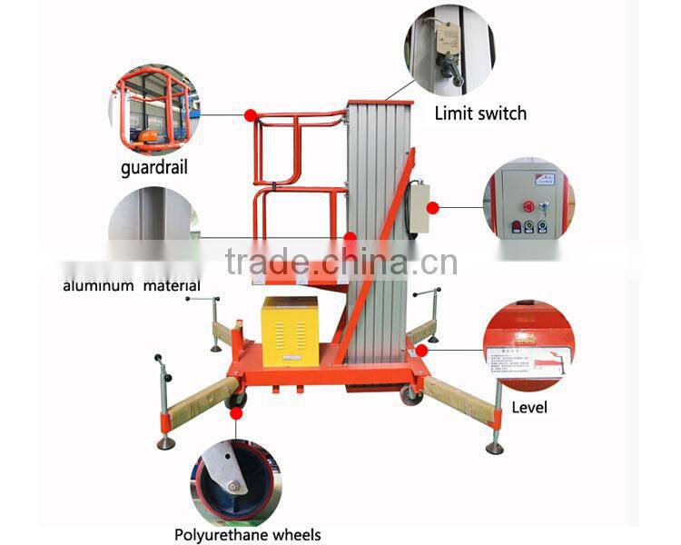 5m hydraulic motorcycle single mast aluminum lift platform table