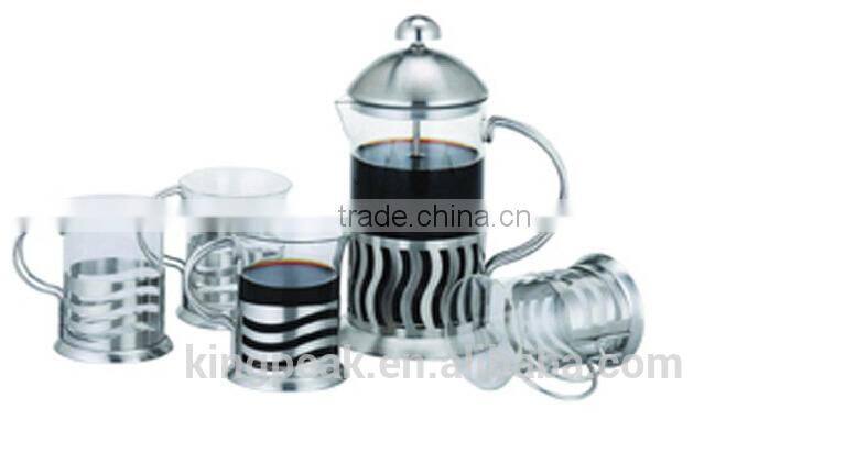 2015 Hot Selling 350ml French press coffee maker/Stainless steel shock Proof Glass Coffee Maker/Coffee Plunger