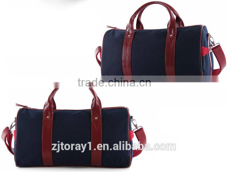 Plain Leather Handle Travel Kit Bag Expandable Duffle Bag