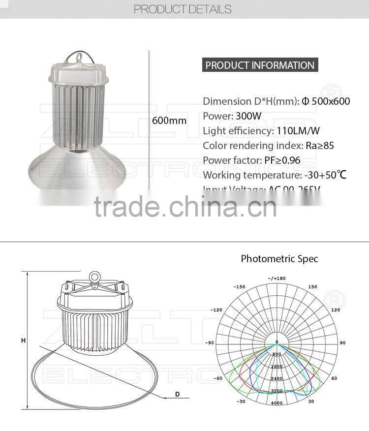High qulity aluminum casing 300w cheap led industrial high bay light