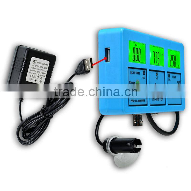 3 LCD Water Quality Tester Digital Meter Aquarium EC CF TDS PH Temp Degree C Backlight