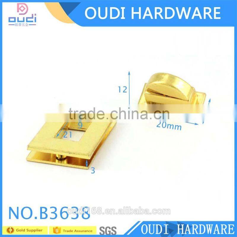 2016 the most popular Zinc alloy light gold bag accessories turn lock.