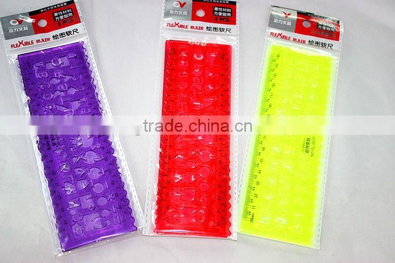 2015 Hot Factory Direct Sale OEM High Quality 2 Pieces PVC Letter Stencil Ruler school stationery