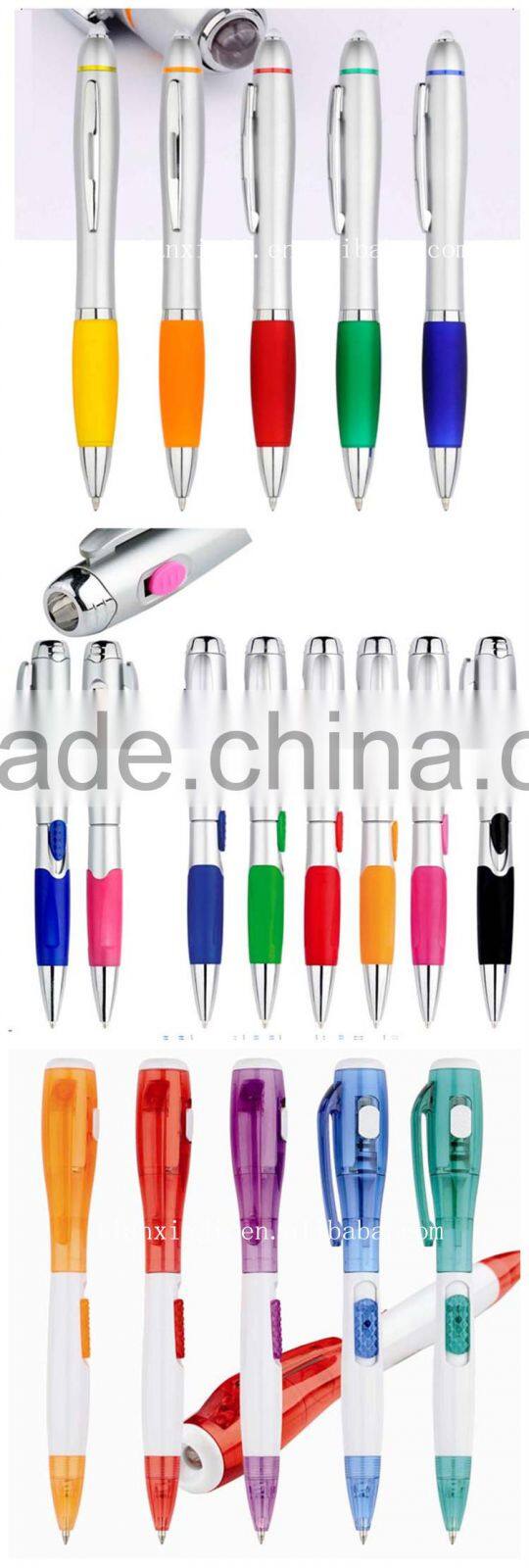 Good quality new item combine ball pen with LED light chinese school supplies