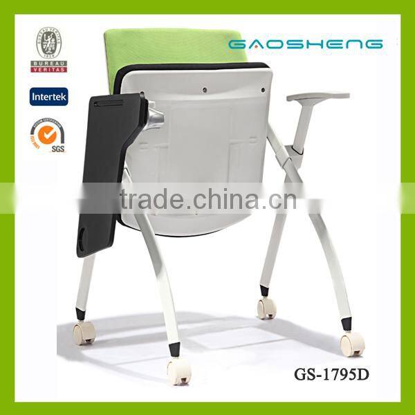 China wholesale metal conference folding chair with writing pad for office-1795D folding chair parts