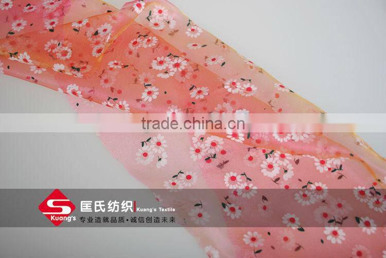 Nylon Organza Two Tone Metallic Printed Fabric for Dress and Clothing