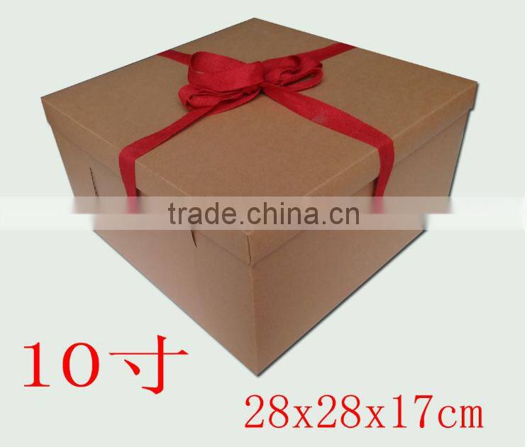 6/8/10 inch kraft paper packaging cake box,paper cake box with handle