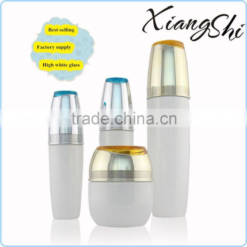 2014 factory supply cream and lotion glass cosmetic bottles set
