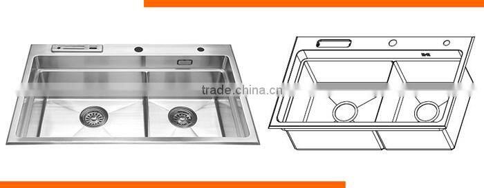Brushed Surface Treatment Double Bowl Overmount water sink
