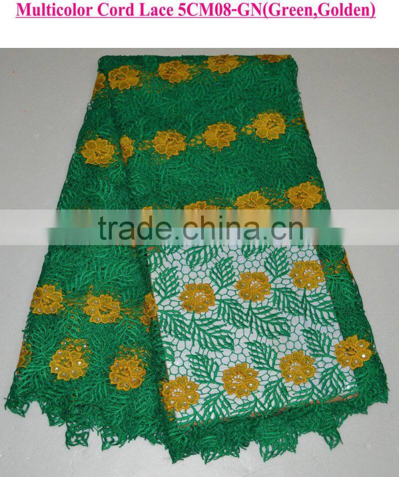 2015 High quality lace new fashion lady dress cord lace fabric with stones