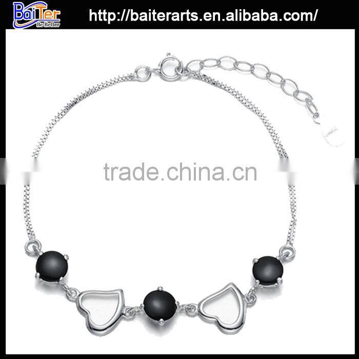 925 Sterling Silver Red Agate Fancy Circle Link Bracelet