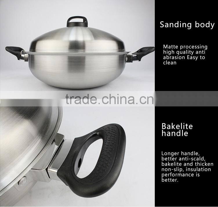 Allnice health high efficiency nonstick cookware metal stainless steel frying pan with sanding body double bakelite handle