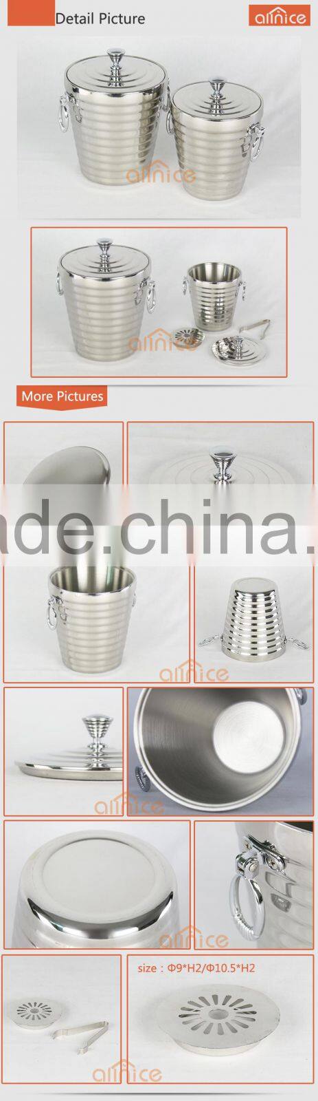 Unique Design Elegance Lines Ice Bucket with Tongs Stainless Steel (Grade 304) wine bucket/wine cooler with Deluxe Mirror Finish