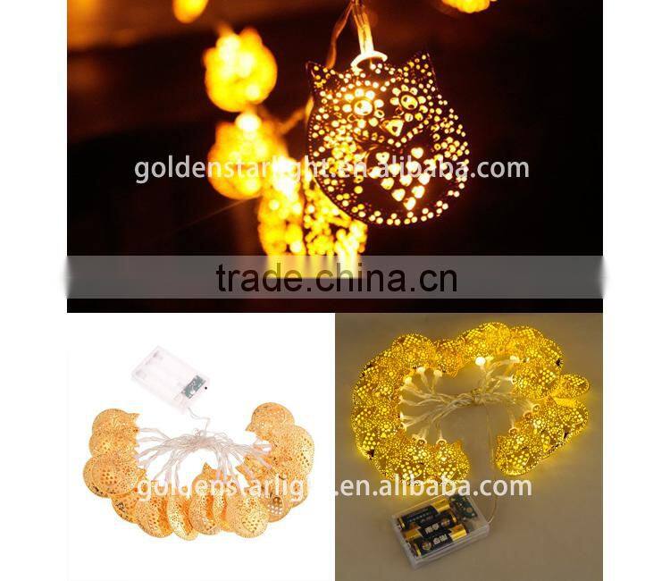 12 Solar Powered Christmas Holiday Led Owl Golden Outdoor String Lighting