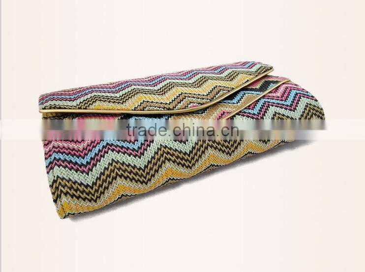 Designed pattern ladies clutch bags, envelope clutch bag for straw