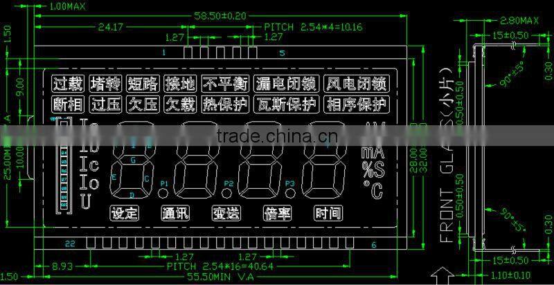 monochrome transparent Rohs electric meter lcd display