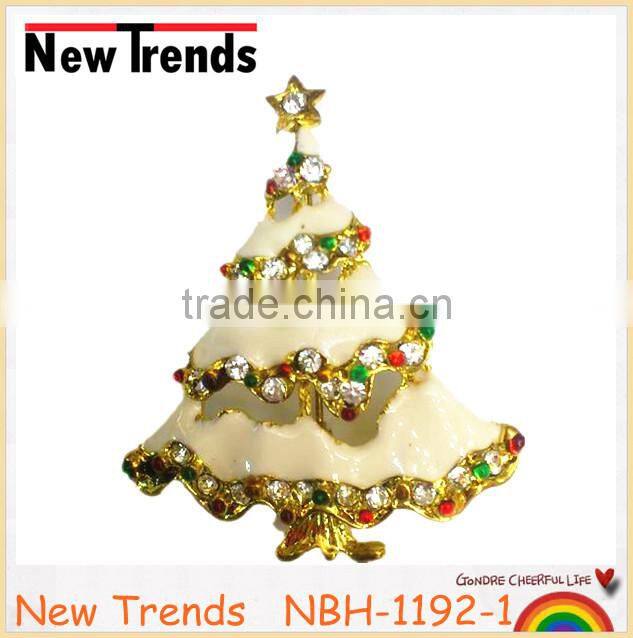 Decorative flashing Christmas bell brooches with colorful crystal stones