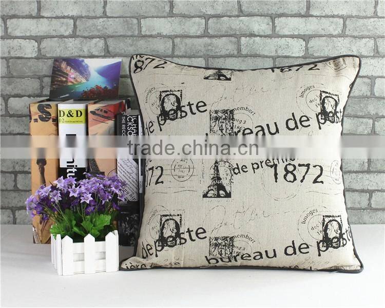 hot style mediterranean style English printing Eiffel Towe cushion cover Cloth art household cotton and linen hold pillow