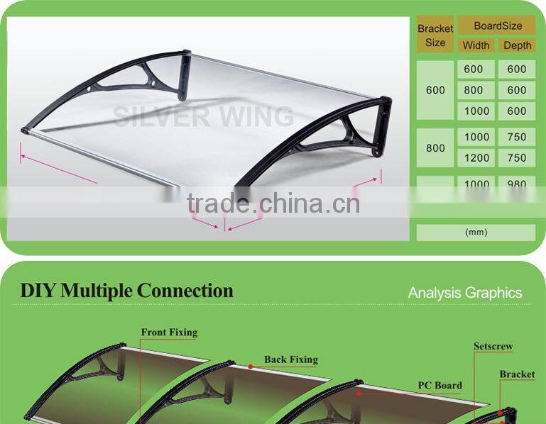 Economic Durable Door polycarbonate balcony awnings