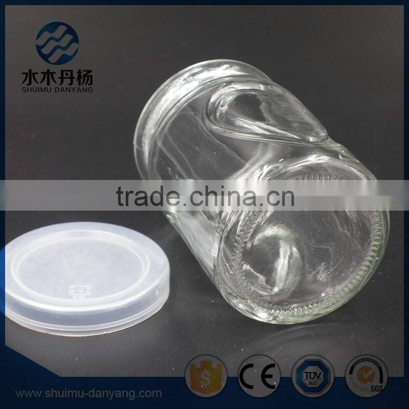 200ml heart shaped glass pudding bottle milk bottle with plastic lid