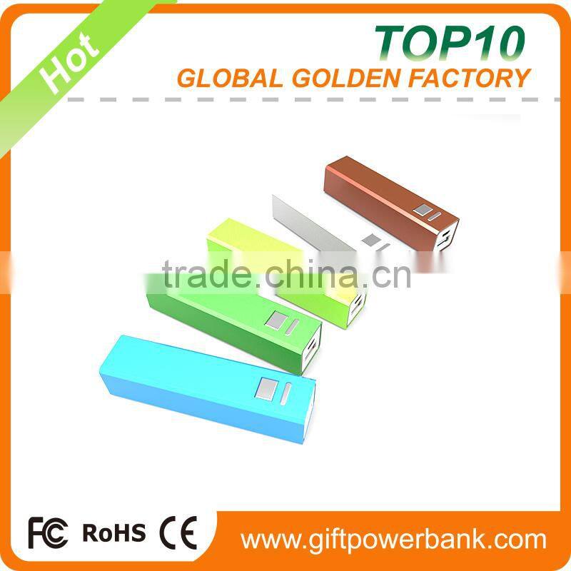 2015 Universal rectangle square tube button power bank 2600mah