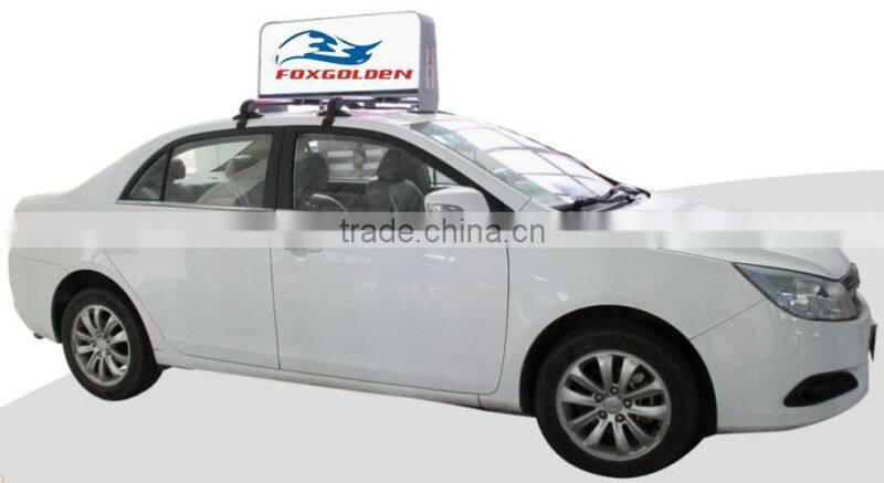 Best price and high quality P6 outdoor waterproof scrolling taxi roof sign with multi-language