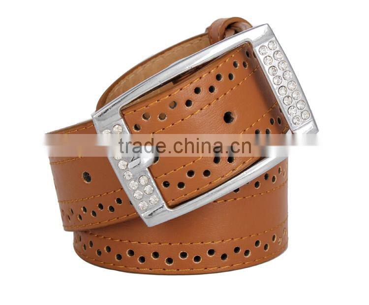 Rhinestone Pin Buckle OEM Female Leather Belt SWF-15062929