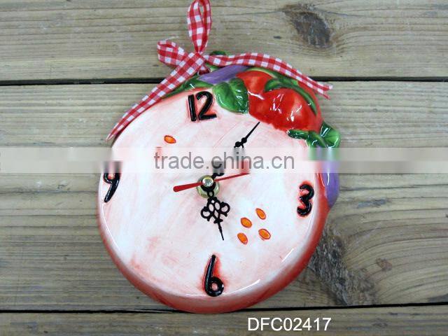 Cute ceramic emboss clock decorative hang wall clock
