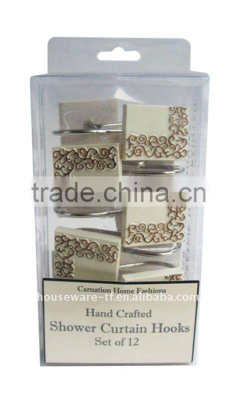 12 PCS DECROTIVE SHOWER CURTAIN HOOKS