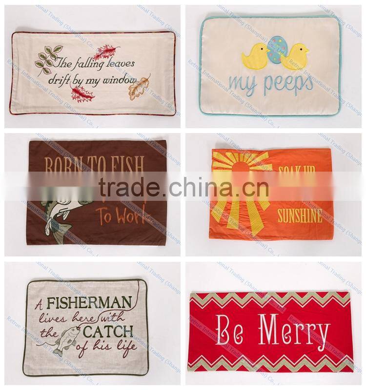 Classic Flaxen Decorative Throw Couch Cushions Embroidered Countryside Pillow Covers