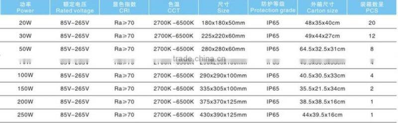 2016 Europe Outdor 250W IP66 Fashion design led Flood Light