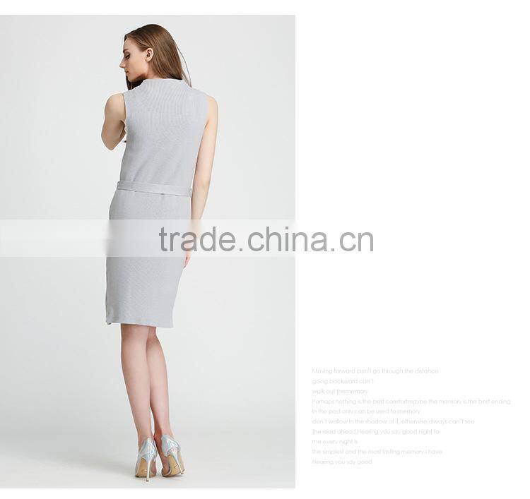 Fashion Lady Sleeveless Knitting Dress 2016 Summer Woman Thin Long Sweater Pullover Femme Robe De Tricot Lace Patchwork