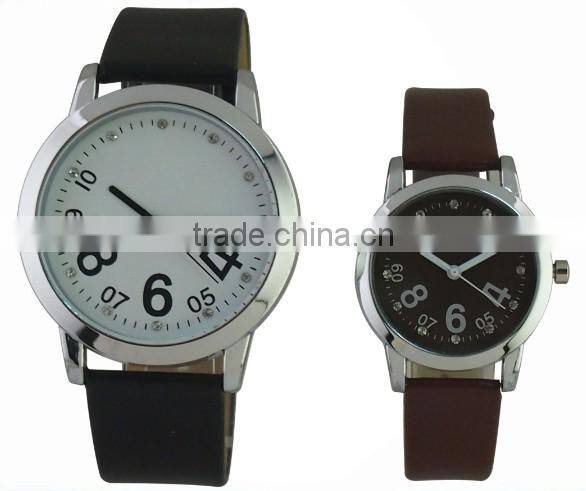 Alibaba Express hot selling 2015 brand watches for young people, leather watch strap couple lover wrist watch at cheap wholesale