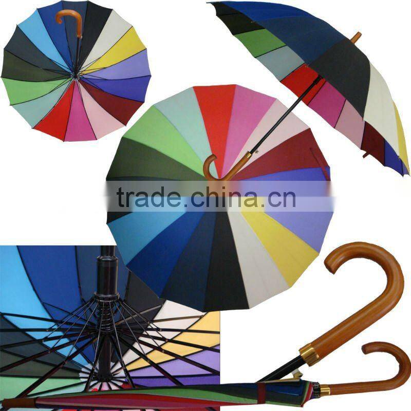 16 colors auto open rainbow umbrella for rain