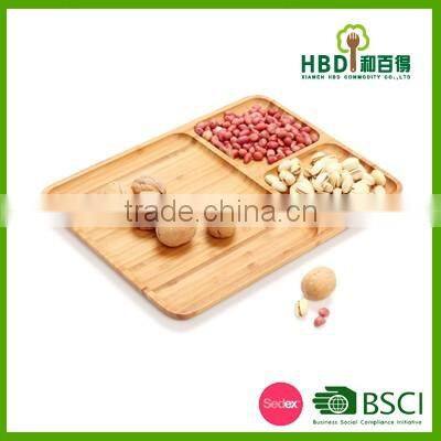 Bamboo square plate,wooden compartment tray for sale