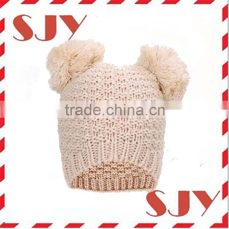 Custom beanie hats with double fur balls
