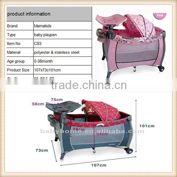EN71 high quality folding baby travel crib multi-functional baby crib
