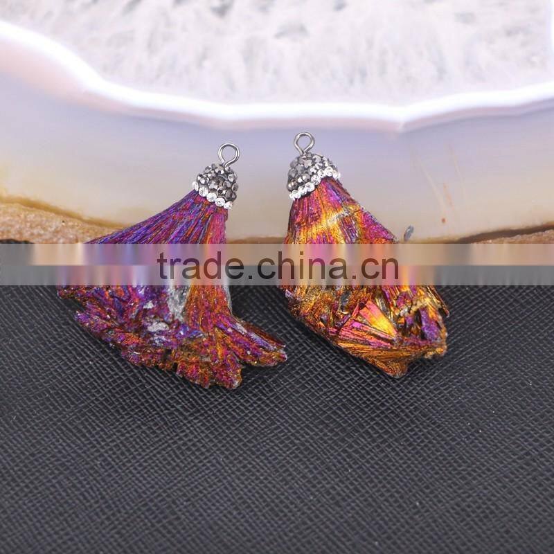 Titanium Quartz Stone Druzy Pendant, Pave Crystal Gem stone Pendant For Jewelry Making