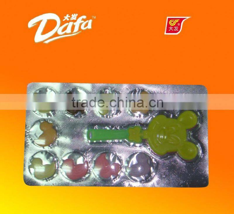 Dafa carton animal bird shaped tablet candy with toy