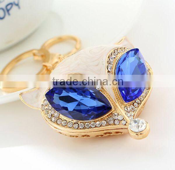2014 Pretty Eyes Fox Rhinestone Drip Key chain , Bag Pendant ZTKC-193