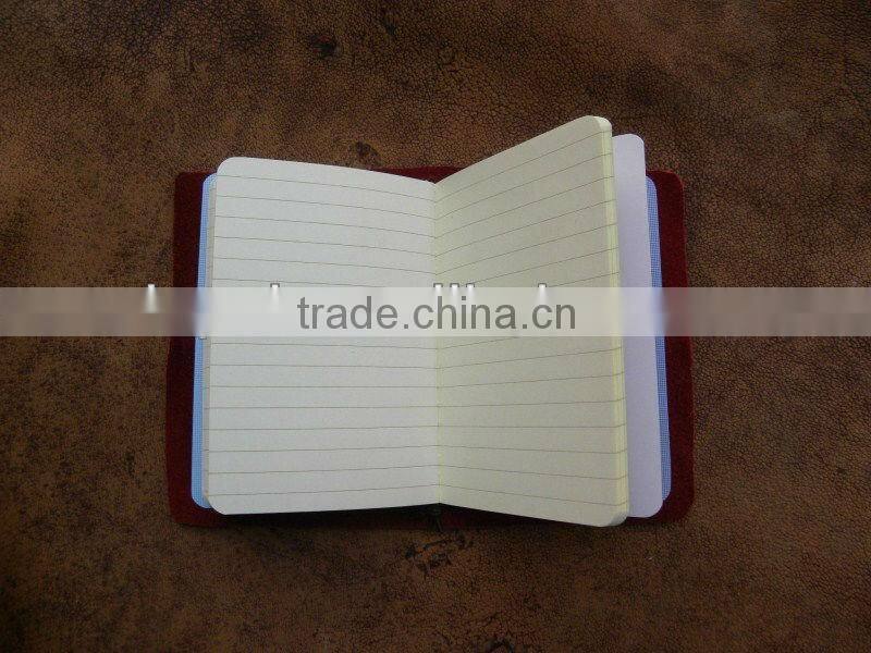 purplish red handmade travel leather refillable soft cover notebook