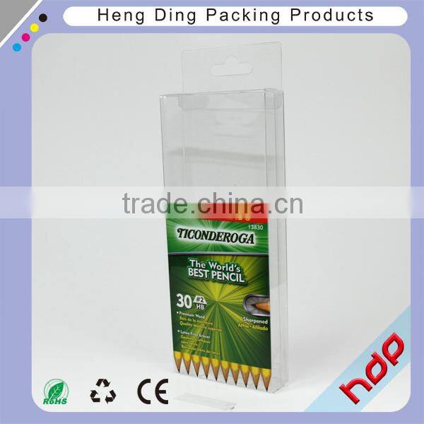 custom made clear plastic pvc box with soft crease for pencil