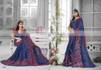 Inviting Red Georgettes Designer Saree/famous indian saree designers