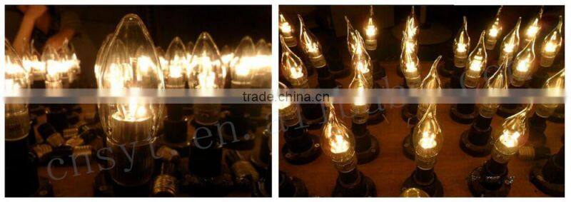 360 led bulb lights ul cul 3w le dcandle bulb lamp with E12 E14 E17 B22 B15 lamp base