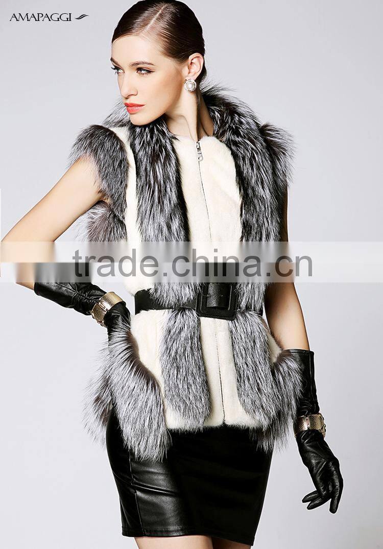 factory sale animal fur mink vest fox fur vest for ladies