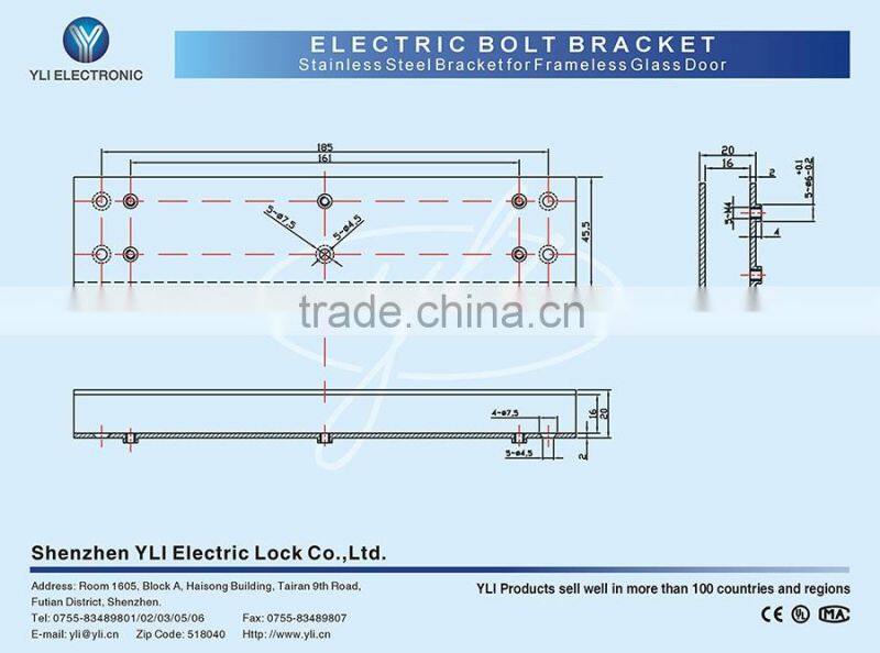 Electric lock bracket for fully frameless glass door