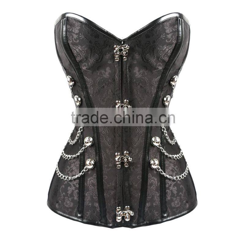waist slimming steel bone corset in black