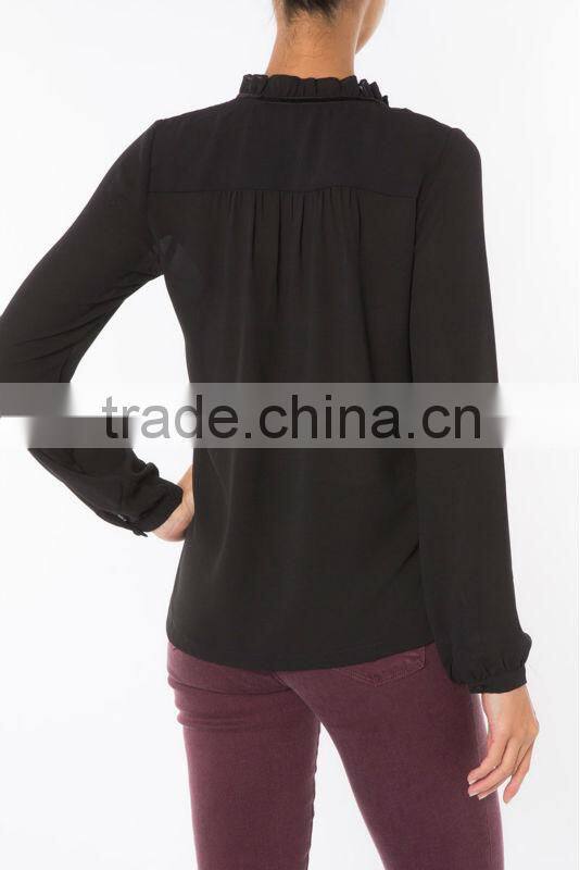 2016 Special collar long sleeve chiffon dress shirt design, vintage shirt