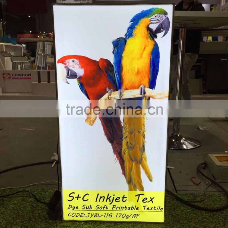 stretch man light box fabric for dye sublimation direct printing with flame retardant German DIN B1